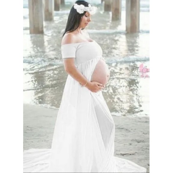 Vestido Gestante, Malha E Chiffon, Ensaio + Sainha