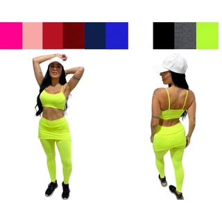 Calça legging suplex saia tapa bumbum leg cintura alta fitness