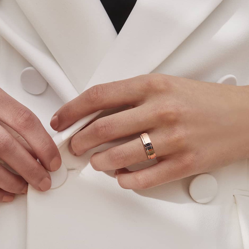 Vnox Anel De Ouro Rosa Brilhante Com 6mm Unissex/Bijuteria De Lei · foto 2