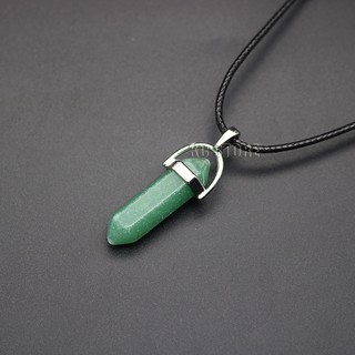 colar cordão preto pedra natural pedra Quartzo verde masculino feminino regulável hippie