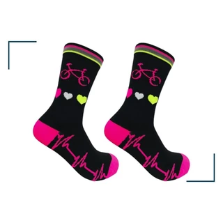 Meia Para Ciclista Feminina Ciclismo MTB Cano Longo Bike Coracao Rosa