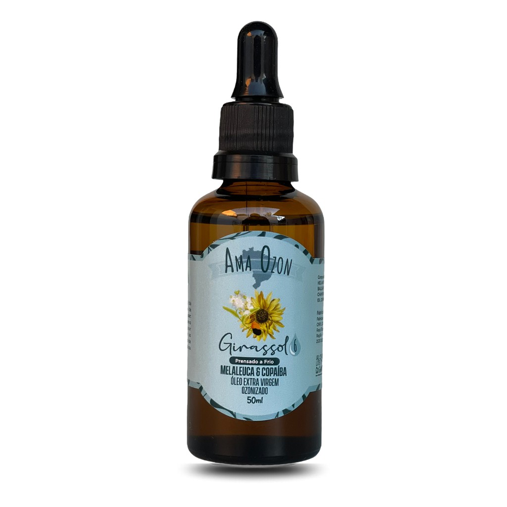 Óleo de Malaleuca Ozonizado Ama Ozon Em Sinergia c/ Oleo de Girassol Ótimo Cicatrização Fungos 50ml
