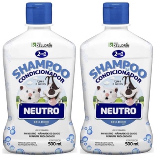 Kit 2 unidades Shampoo E Condicionador 2 Em 1 Neutro Kelldrin 500ml