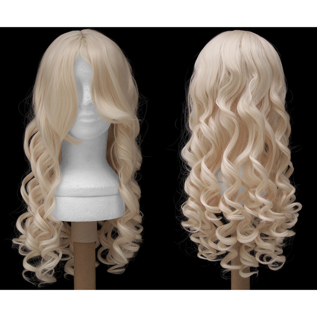 Peruca Loira Cacheada C/ Franja Wig Orgânica Cosplay
