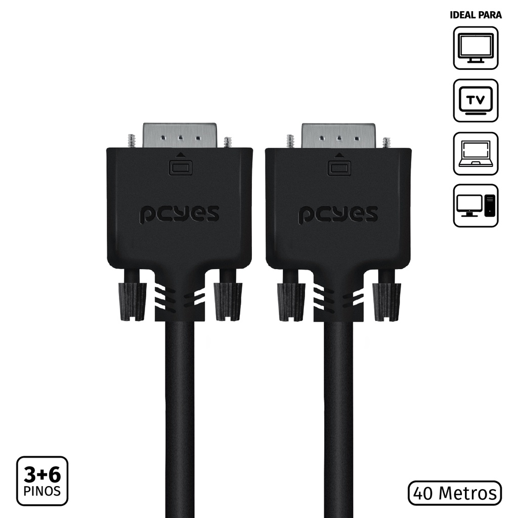 Cabo De Vídeo Vga 3 6 15 Pinos Macho Para Vga 3 6 15 Pinos Macho 28awg Puro Cobre 40 Metros - Pvm36-40