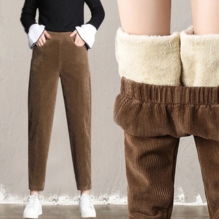 Calça Harem Feminina Esportiva De Veludo Quente Com Cintura Elástica Para Outono/Inverno
