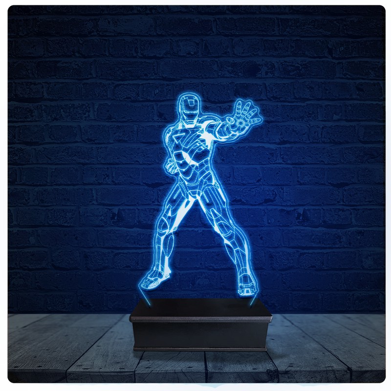 Luminária Led Acrilico Abajur - Homem De Ferro Marvel 10