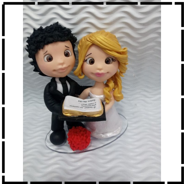 Topo de bolo de casamento personalizado, sr. e sra. com noivo em