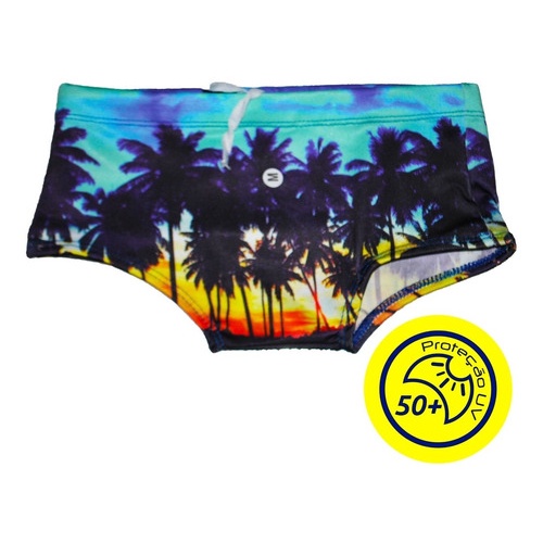 Sunga Infantil Menino Coqueiro Praia Verão Piscina Prot Uv50