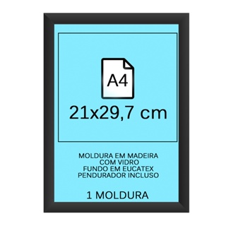 Moldura em madeira com vidro e eucatex - tamanho a4 24x33 cm, penduradores móveis, certificados, diplomas, fotos em Oferta na Shopee