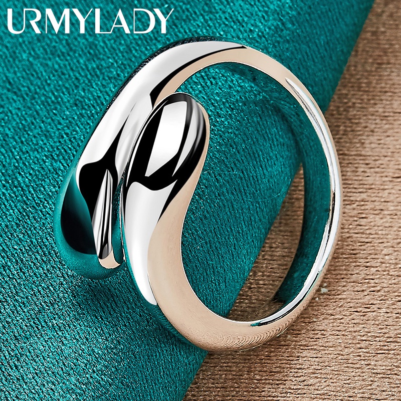 URMYLADY 925 Sterling Silver Water Drop Cross Ring Para Mulheres Noivado Moda Festa De Charme Jóias