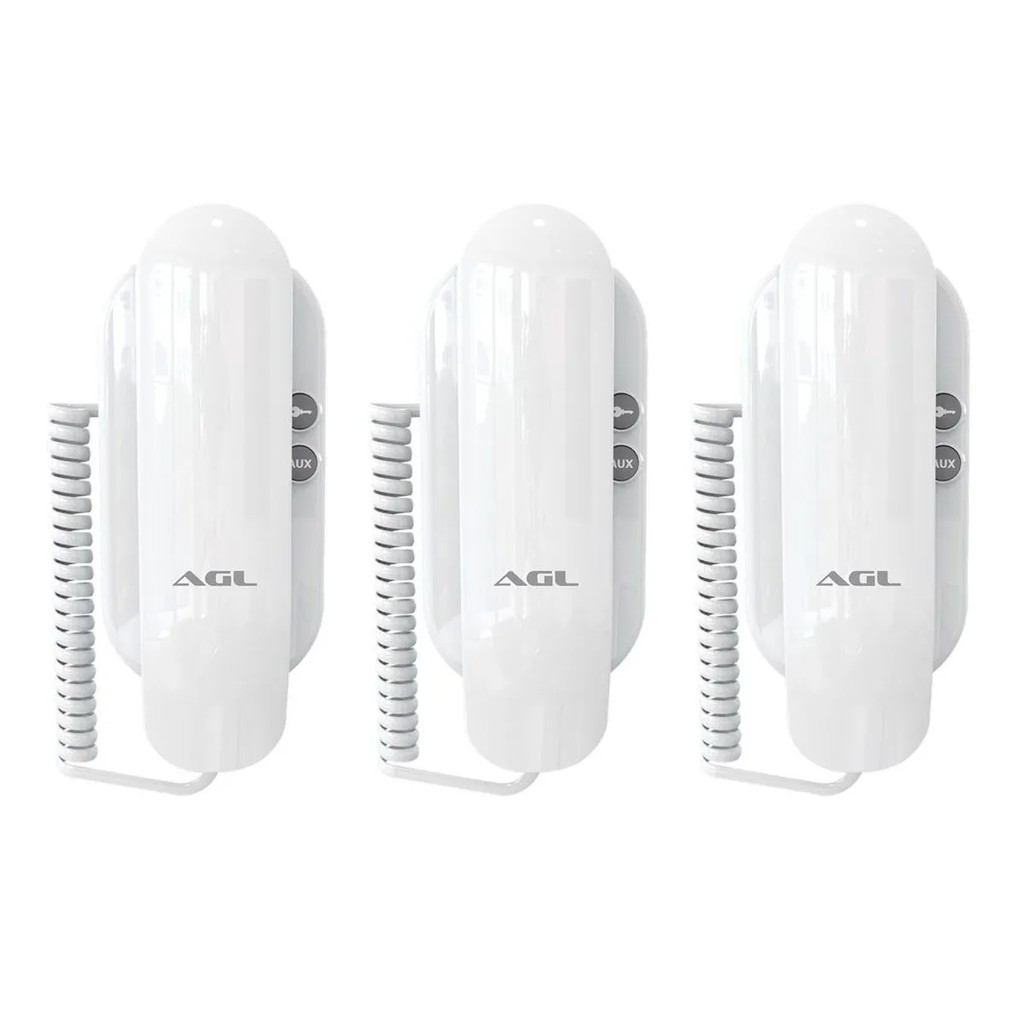 Kit 3 Monofone Para Interfone Universal Agl S100 linha slim