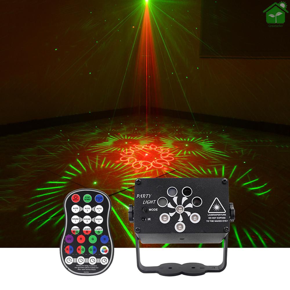 Disco Light Sound Activated Party Lights LED Stage Projector 4 Colours 120 Patterns with Remote Control for Family Party Bar Music Party Concert Pub Disco Party Lights zphy 