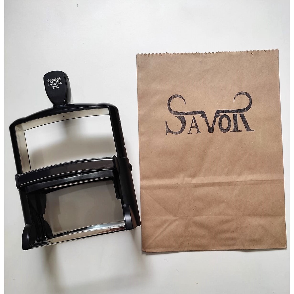 Carimbo Automático com LOGOMARCA para Sacolas Kraft/ Sacos Kraft/ Caixas de Papel