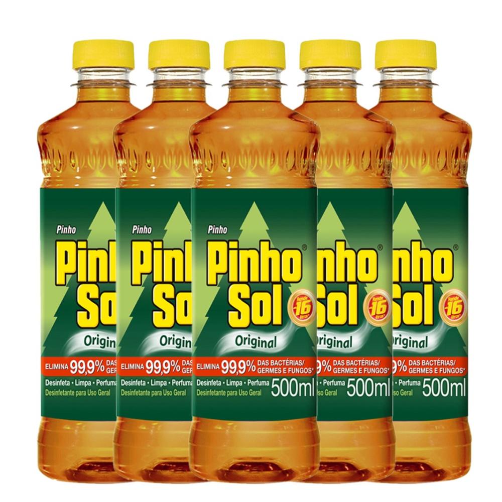 Kit com 5 Desinfetante Pinho Sol Original 500ml Cada em Oferta na Shopee