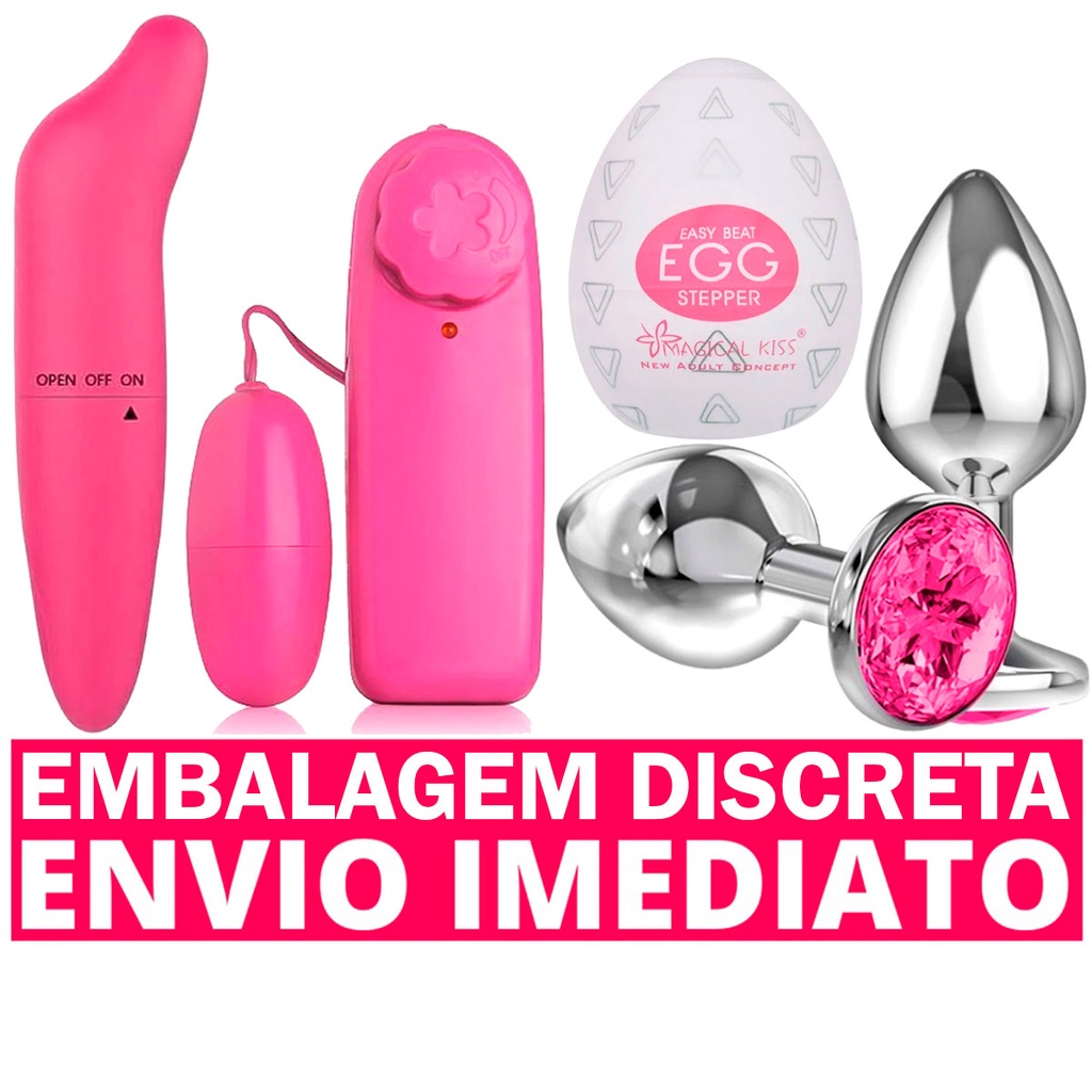 Kit Plug Anal Pequeno Vibrador Feminino Bullet E Ponto G Golfinho Egg Masturbador Masculino