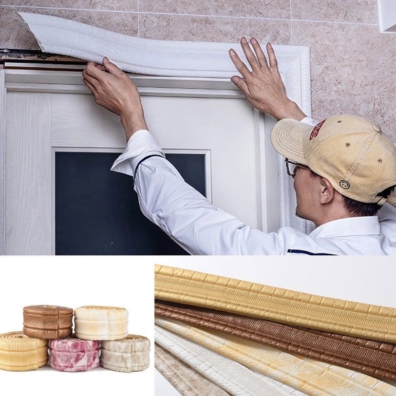 2.3M 3D Autoadesivo Espuma Adesivos De Parede Impermeável Fronteira Rodapé Linha Guarnição Da Casa Decorações 230cm 3D De