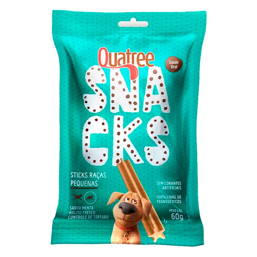 Snack Quatree Sticks Para Cães Raças Pequenas Menta - 60g - Pets
