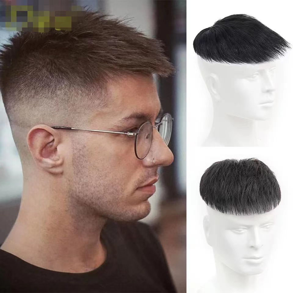 Pageup Perucas Curtas Para Os Homens Macho Preto Peruca De Cabelo Sintético Natural O Homem Jovem Careca Sparse Tripulação Corte Estilo Do