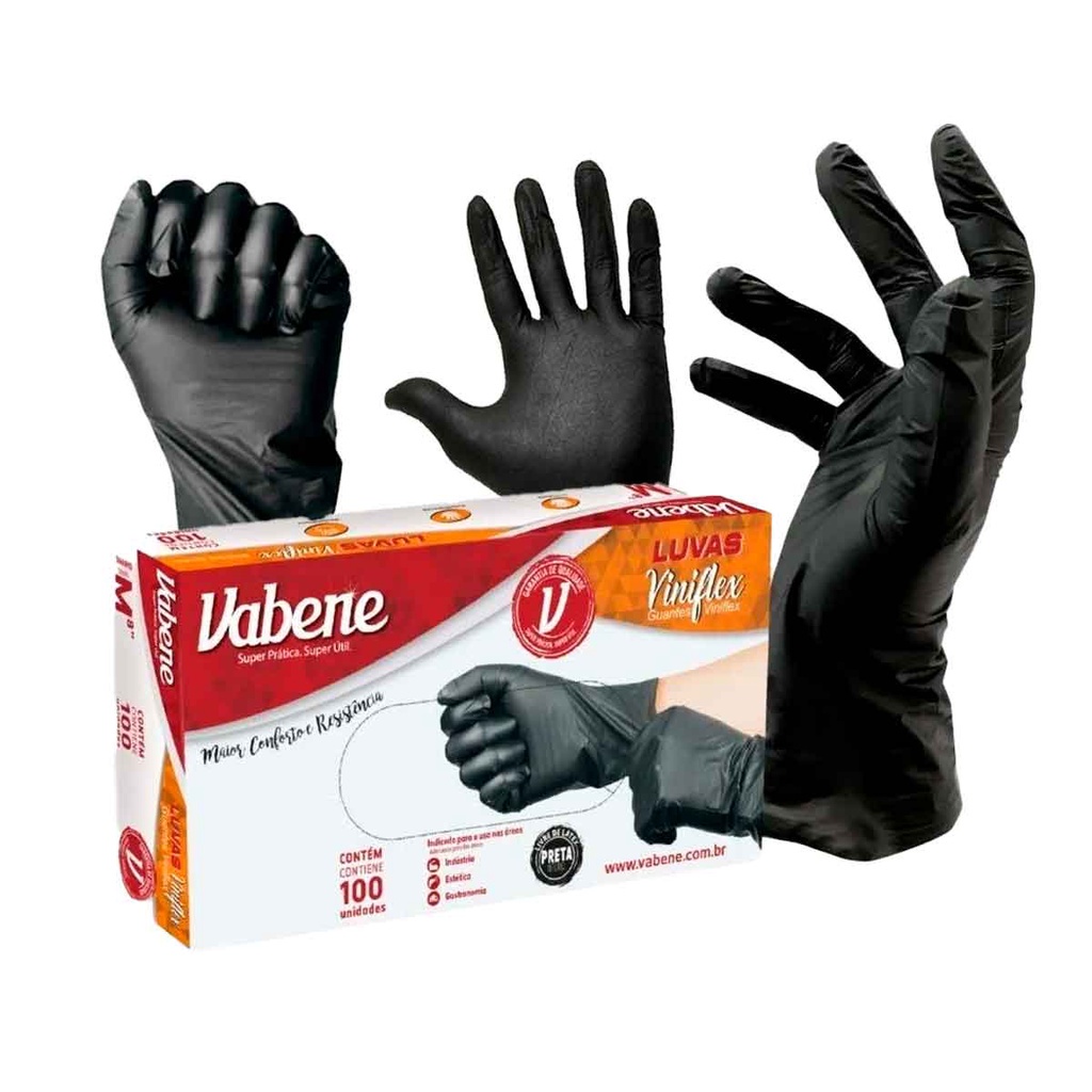 Vabene Luvas Viniflex Preta C/100