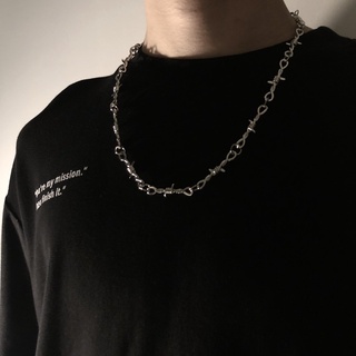 Gargantilha Gótica Punk De Arame Farpado Colar De Metal Espinhos De Ferro Colares Unisexo Jóias De Hip-Hop De Corrente