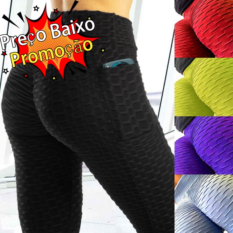 Preço Baixo Promoção] Calça Femininos Legging Suplex Women Leggings Com  bolsos Fitness Básica Levanta Bumbum - Escorrega o Preço