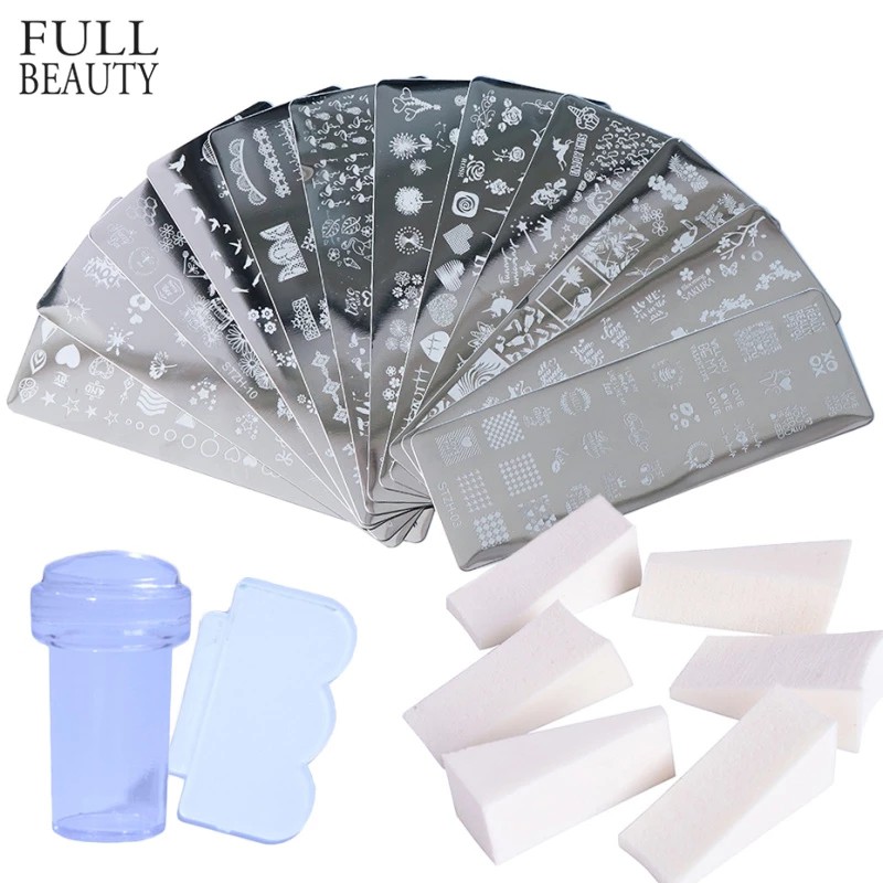 Beleza Cheia De Carimbos De Unha Conjunto Placa Flor Rendas Stamping Gel Polonês Template Ferramenta Para Pintura Stencil Craft Manicure Decoração