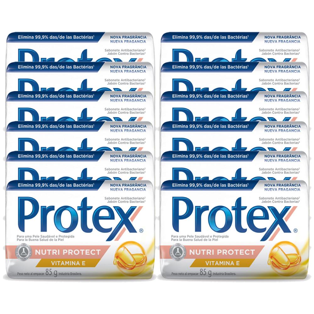Kit Sabonete em Barra Protex Nutri Protect Vitamina E 85g com 12 unidades em Oferta na Shopee