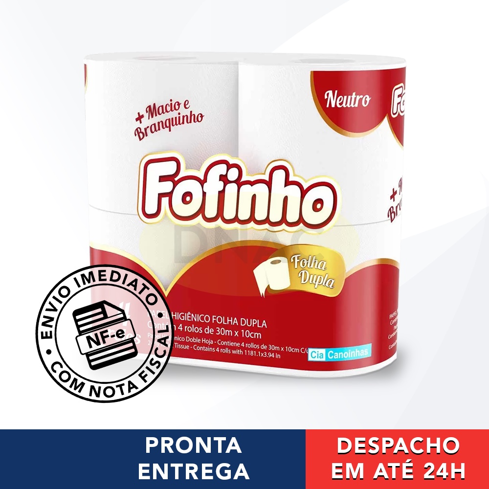 Papel Higiênico Fofinho Folha Dupla Fardo Com 4 Rolos De 30m Para Banheiro
