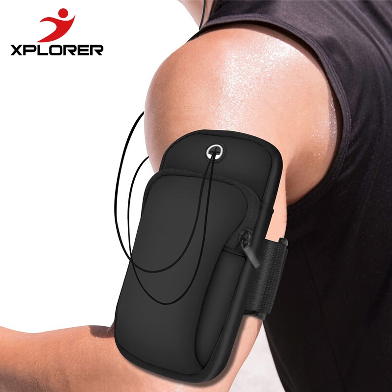 Bolsa De Braço Preta À Prova D'água Com Braçadeira Para Exercício De 6,5 Polegadas/Academia