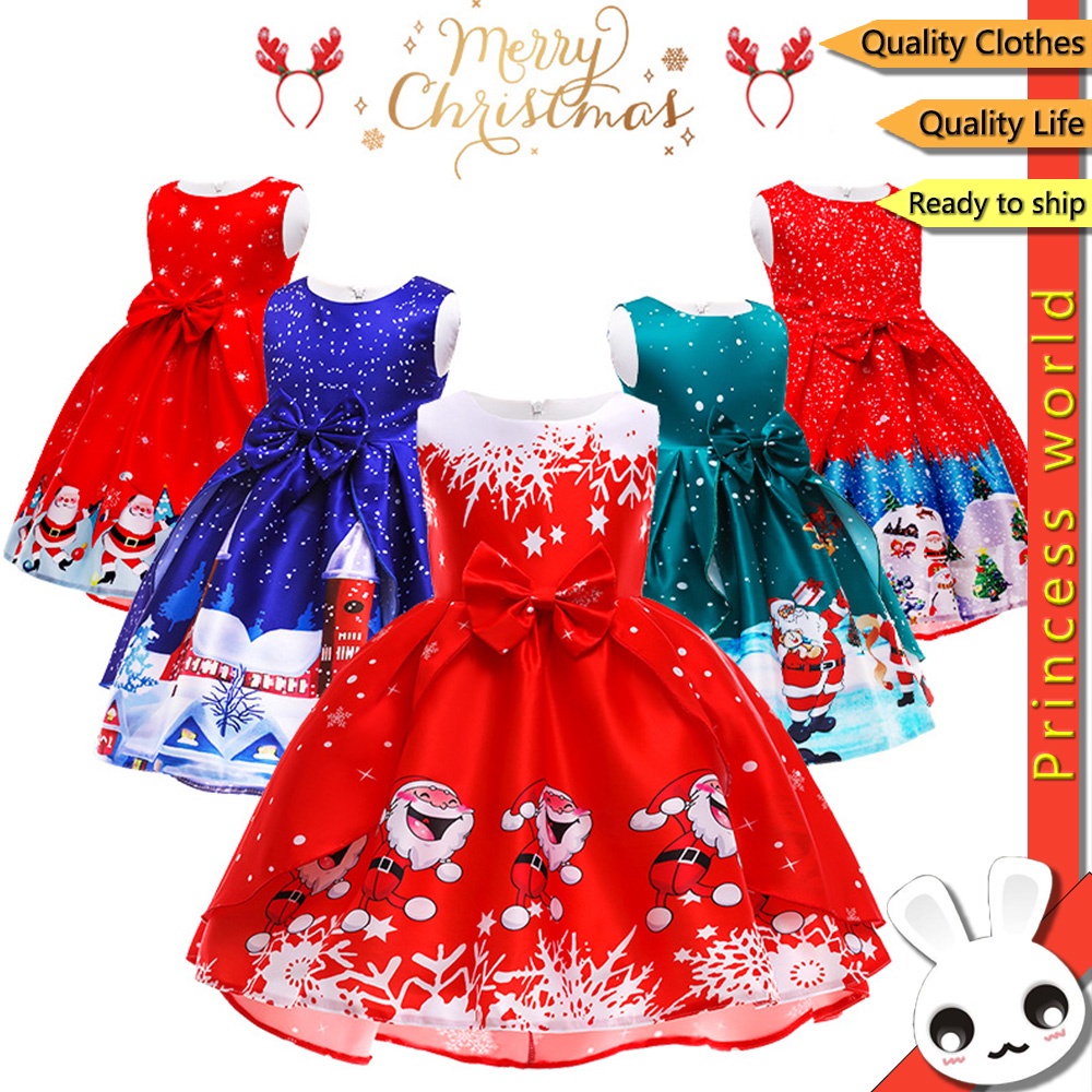 Vestido De Natal Para Crianças Roupas Meninas Vestidos De Papai Noel Festa  Cosplay 2-10 Anos | Shopee Brasil