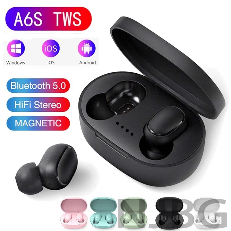 NJBG A6S TWS Fone De Ouvido Sem Fio Bluetooth 5.0 Estéreo Macaron Mini Fones Para Android Ios