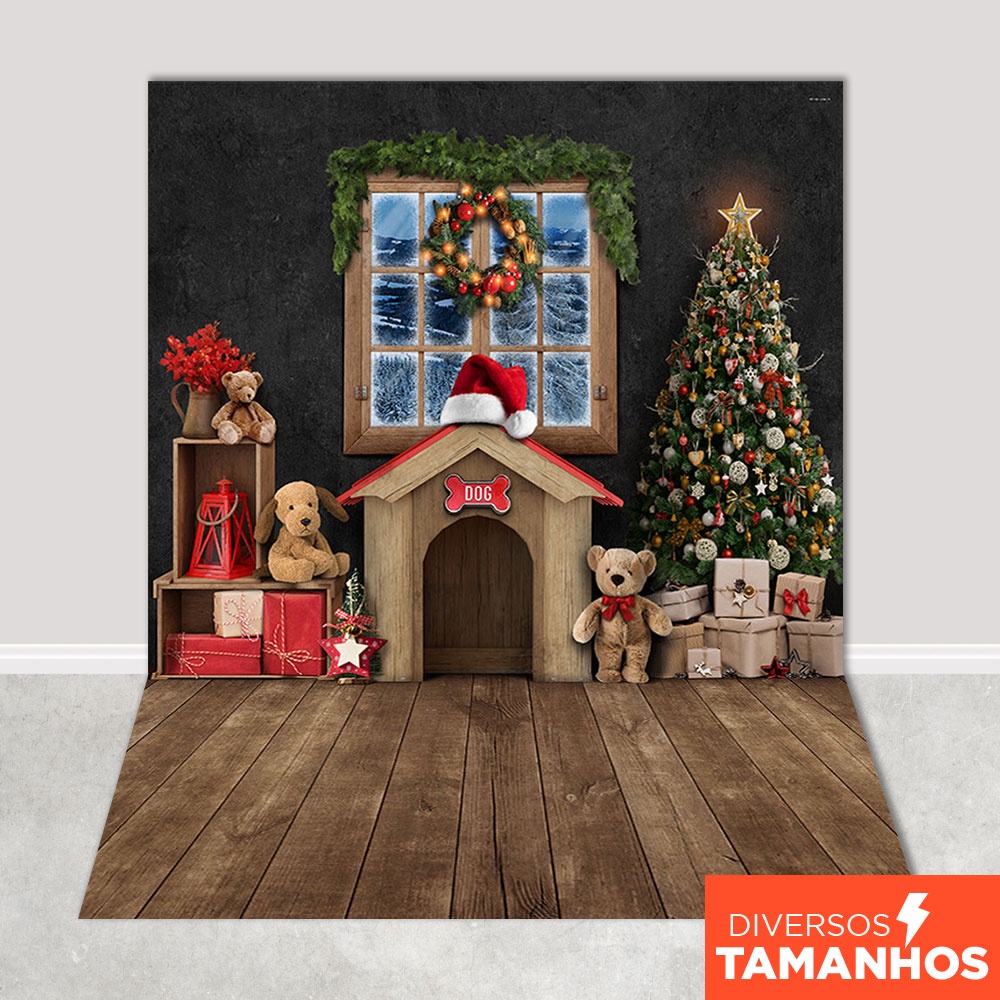 Fundo Fotográfico Cenário Pet Shop Natal Em Tecido 1,20x1,70m - PET-02 em Oferta na Shopee