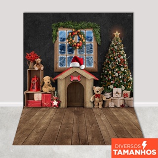 Fundo Fotográfico Cenário Pet Shop Natal Em Tecido 1,20x1,70m - PET-02 em Oferta na Shopee