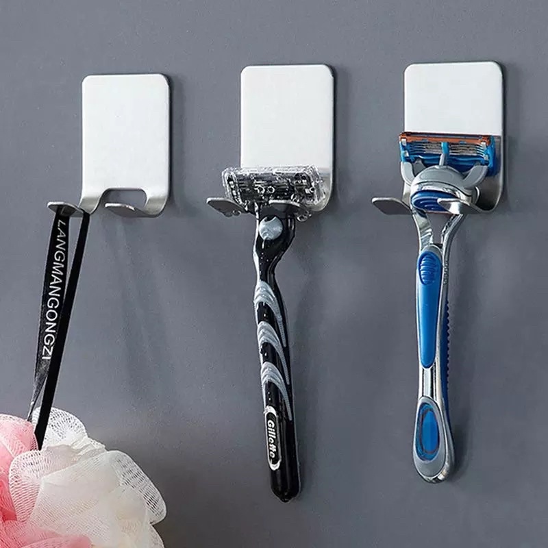 Suporte Barbeador Lâmina de Barbear Gancho de Parede Multiuso Banheiro Lavanderia Inox Cabide