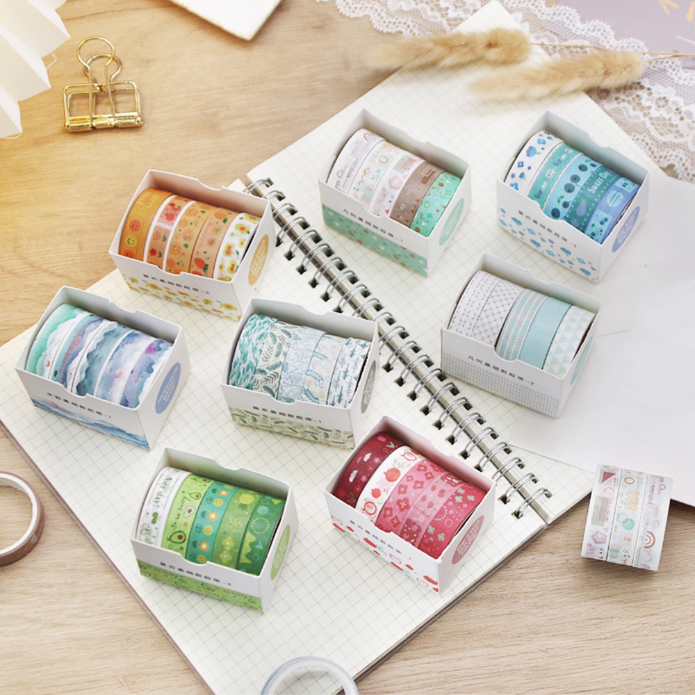 5 Rolos/Caixa Fita Washi Colorida Frutas Floresta Aquarela Decorativa Washi Tape Set