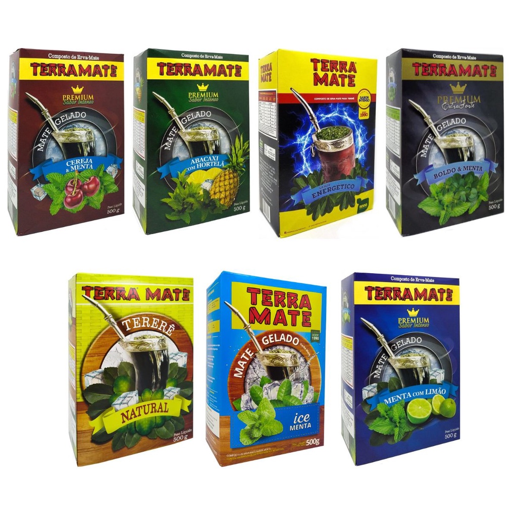 Erva Mate Tereré Premium Terra Mate Vários Sabores 500Gr 06 Unid.