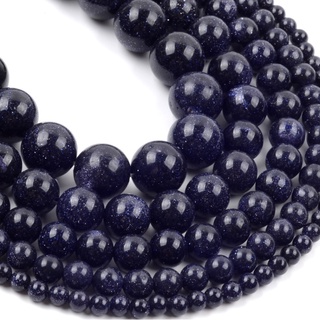 Joias Diy Contas De Areia Azul Redonda Contas De Pedras Preciosas