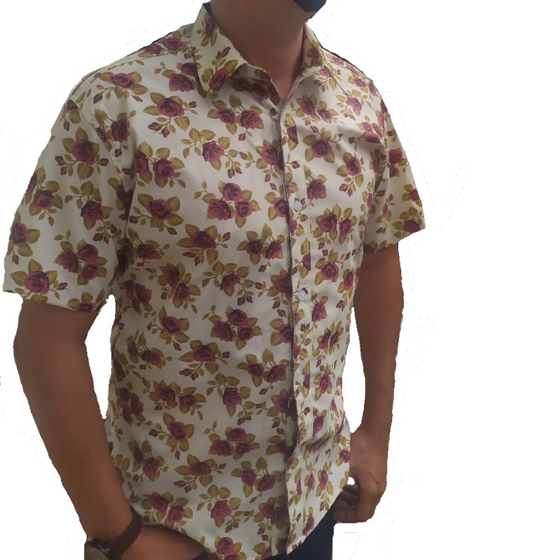 Camisa Social Floral Estampada Manga Curta Slim V Rias Estampas Shopee Brasil