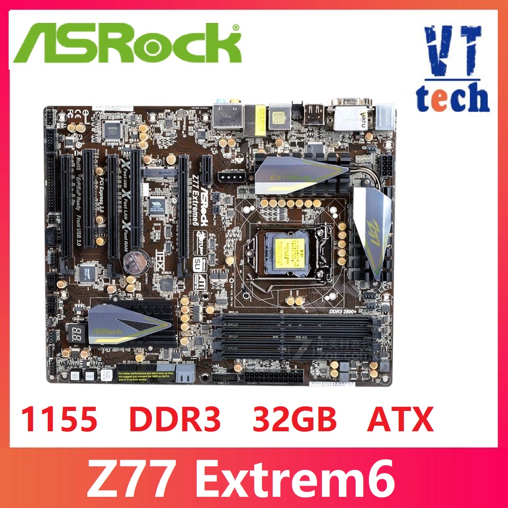 Placa De Mesa ASRock Z77 Extreme4/6 Z77 Slot Para-Mãe LGA1155 DDR3 SATA3 USB3.0 Suporte I7 3770K