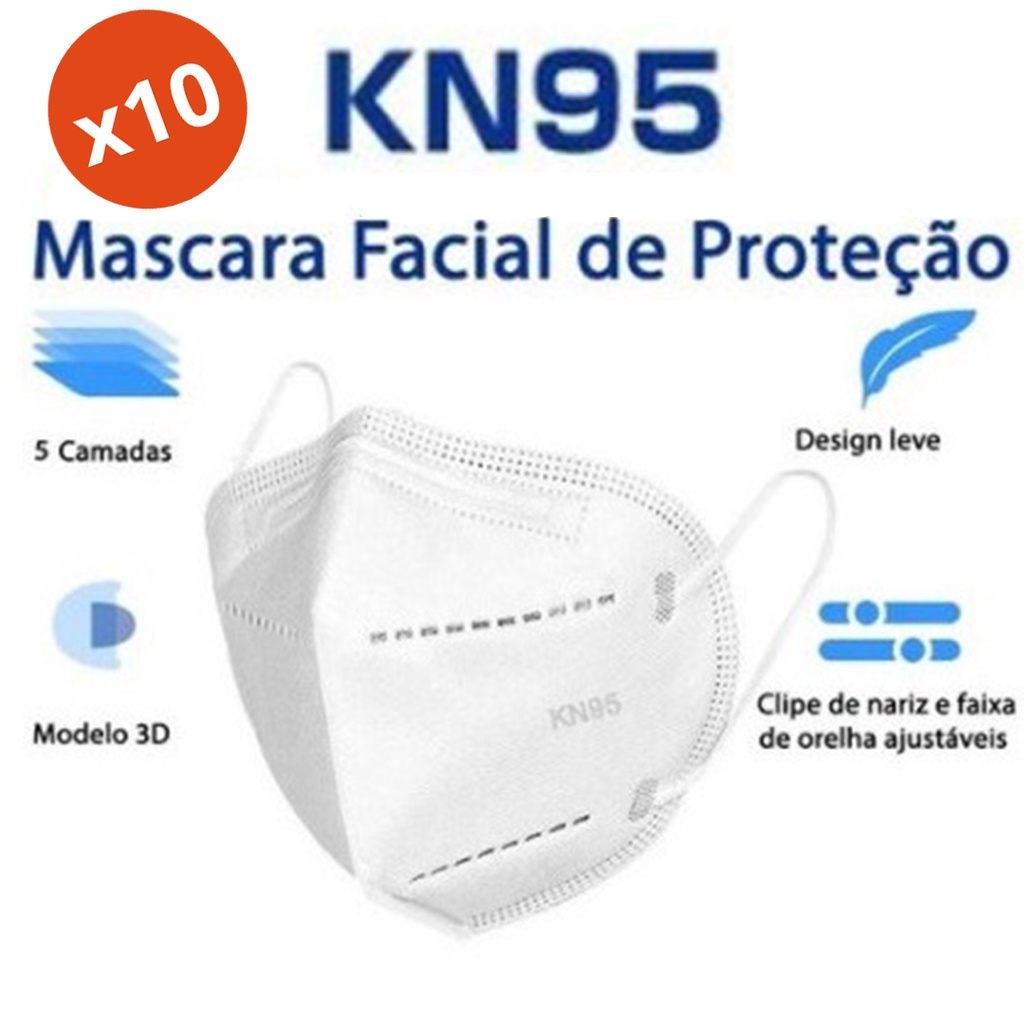Máscara Kit Pff2 K N95 Mascaras 10 unidades Proteção Respiratória