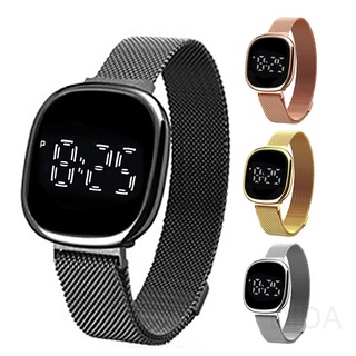Relógio De Pulso Feminino Digital Touch Com Mostrador Quadrado E Pulseira Magnética