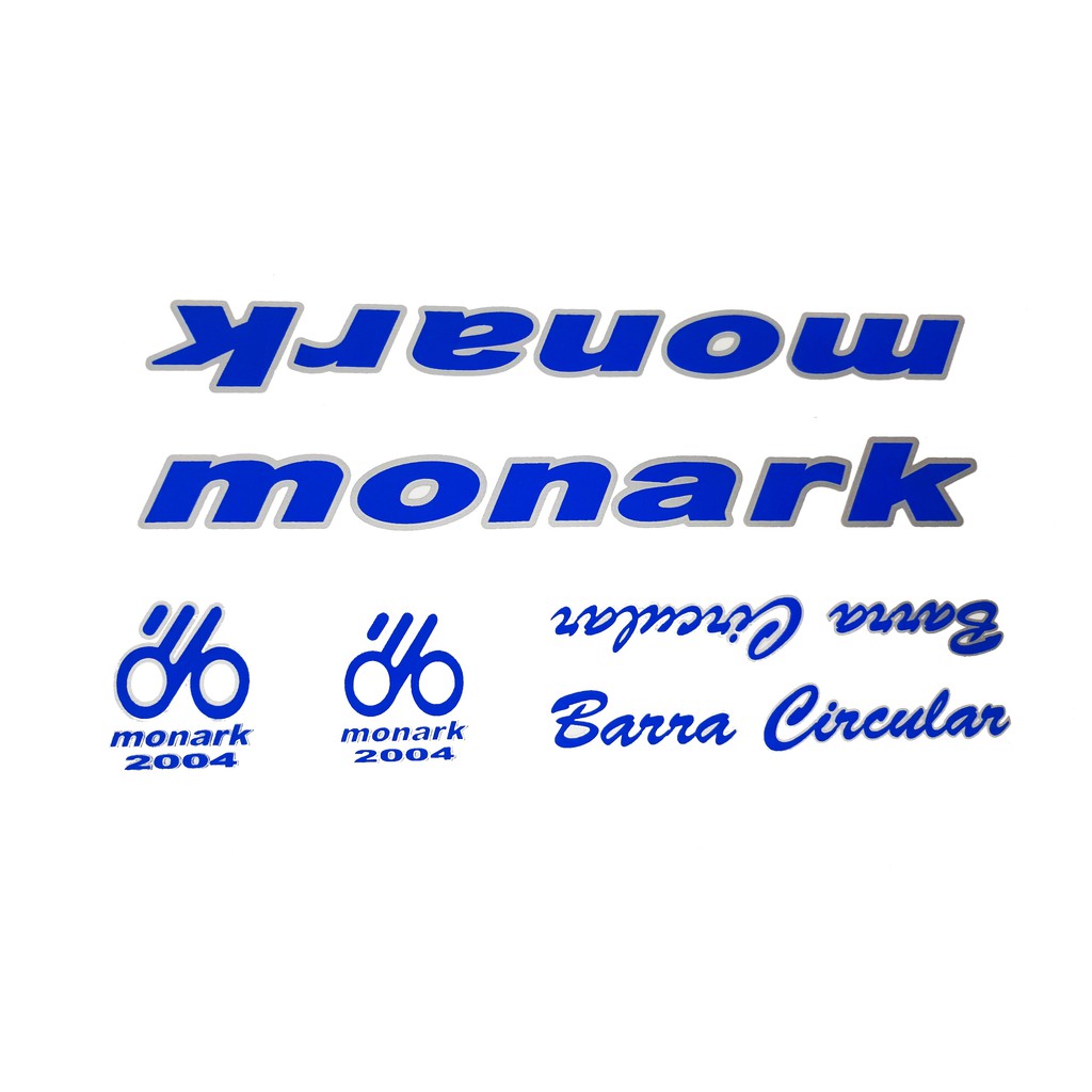 Adesivo Quadro Bicicleta Monark Barra Circular Azul Cartela Completa