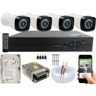Kit Cftv 4 Câmeras Segurança 2mp 1080p 20m Dvr Full Hd 4 Ch - B01