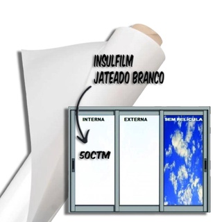 insulfilm jateado leitoso branco para janela 50ctm