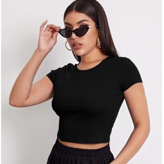 Cropped T-shirt Blusa Feminina Manguinha Curta - Várias cores em Oferta na Shopee