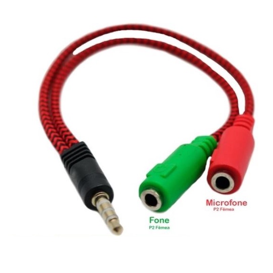 Cabo De Áudio Adaptador 01 P3 Macho Para 02 P2 Fêmea Microfone Fone Celular Notebook Tablet em Oferta na Shopee