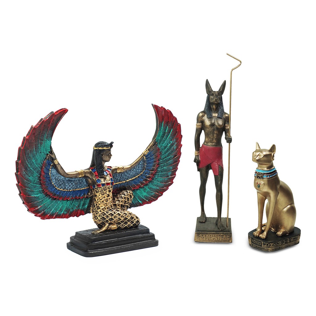 Trio Deuses Egito Isis Grande Bastet Anúbis Decoração Egito