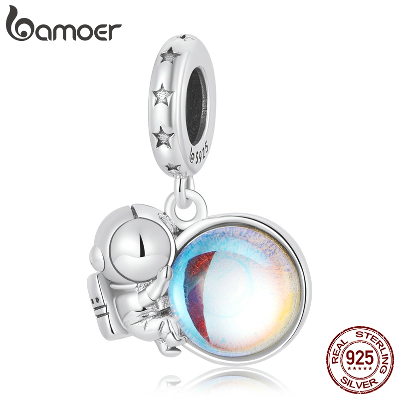 Bamoer 925 Contas De Prata Estilo Lunar Astronauta Charme Da Moda Para Acessórios De Pulseira diy BSC581 em Oferta na Shopee