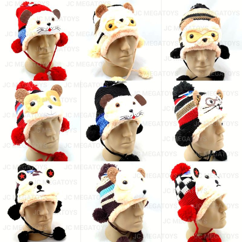 Gorro Touca Infantil de Bichinhos com Pompom